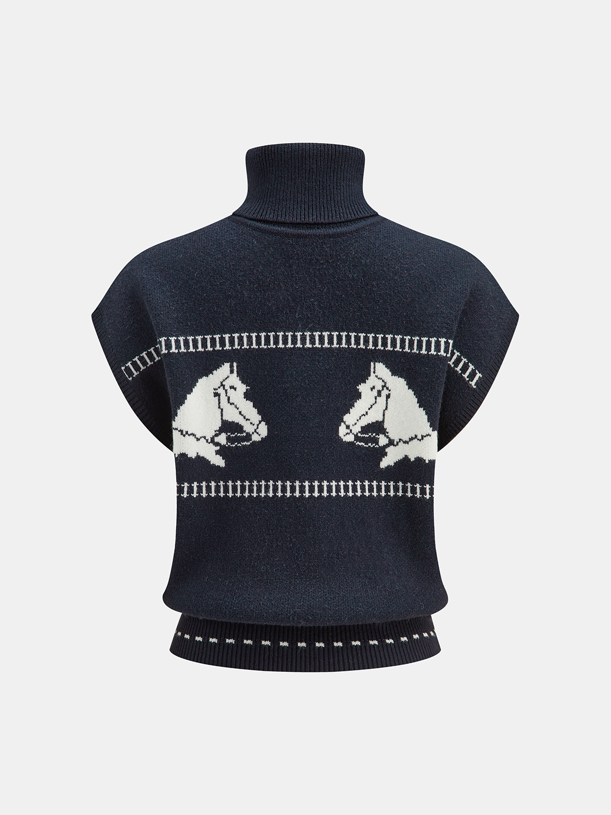 Gilet-chandail à col roulé et manches courtes à motif de chevaux