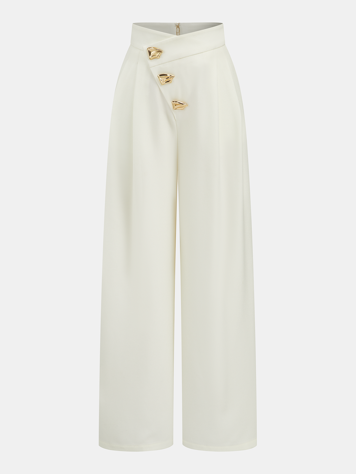 Hose mit weitem Bein, mittelhohem Bund und asymmetrischem Metalldetail