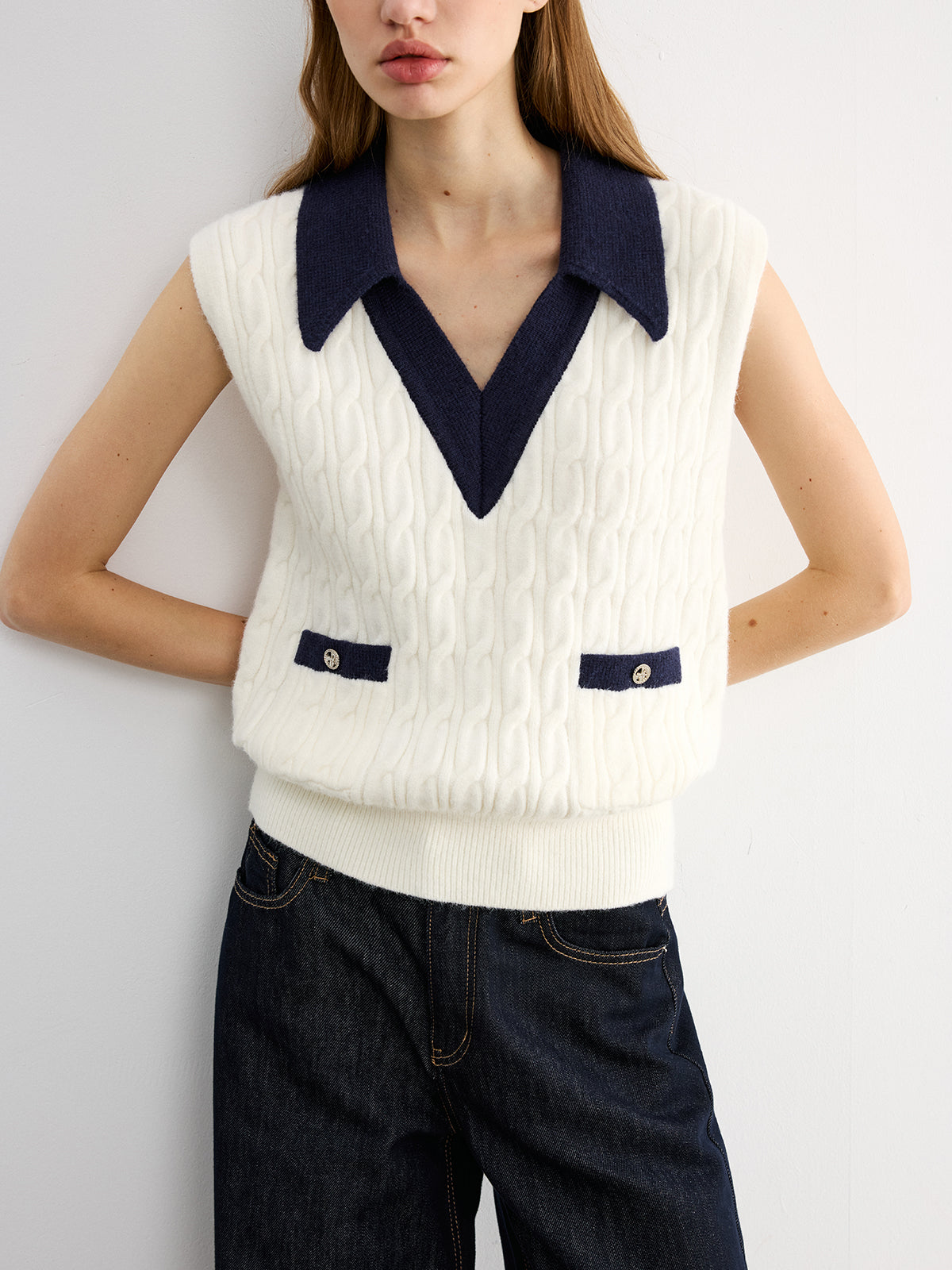 Débardeur en maille colorblock à col
