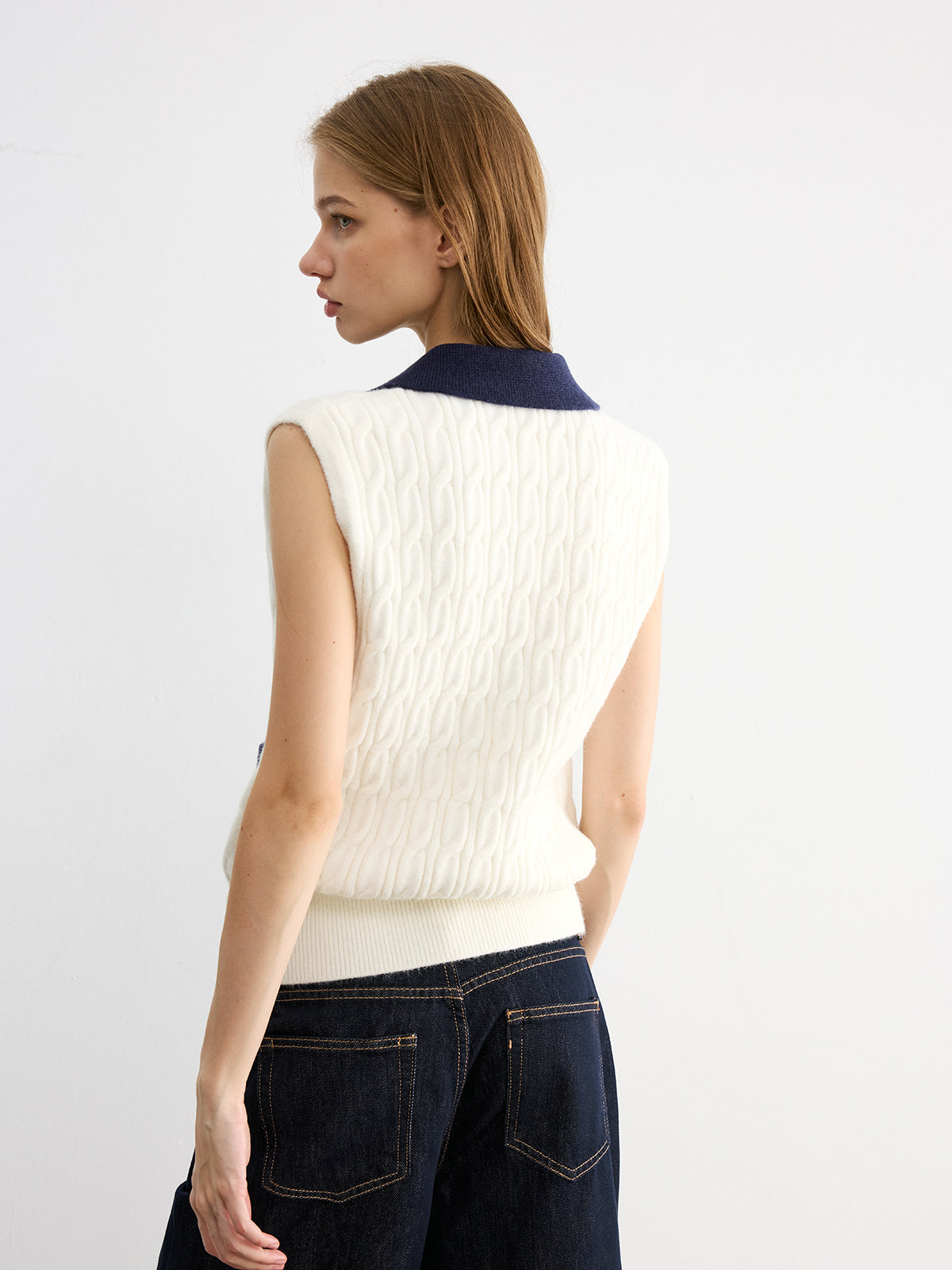 Débardeur en maille colorblock à col