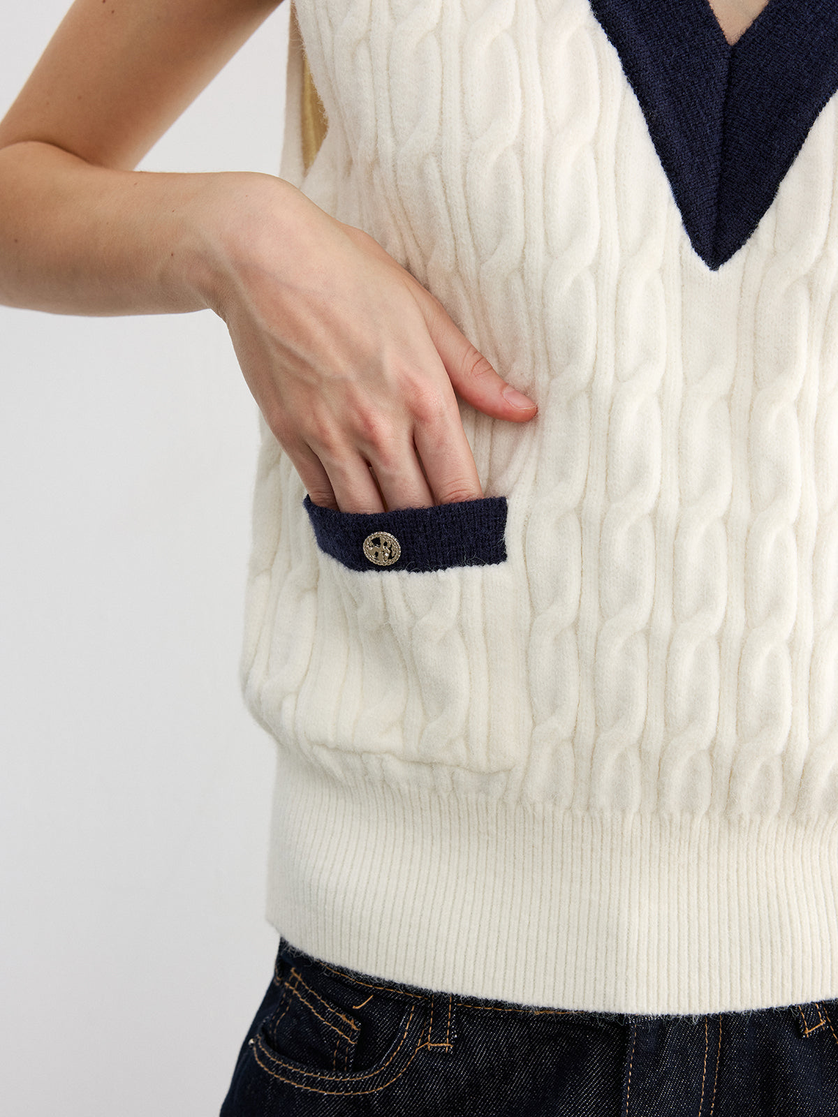 Collared Colorblock Knit Tank Top