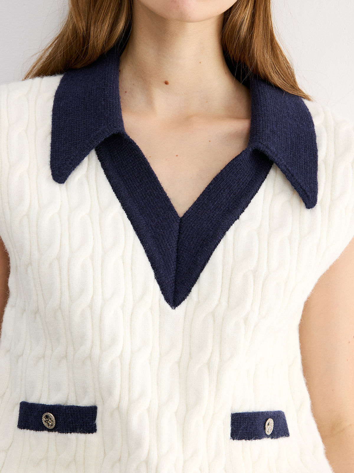 Collared Colorblock Knit Tank Top