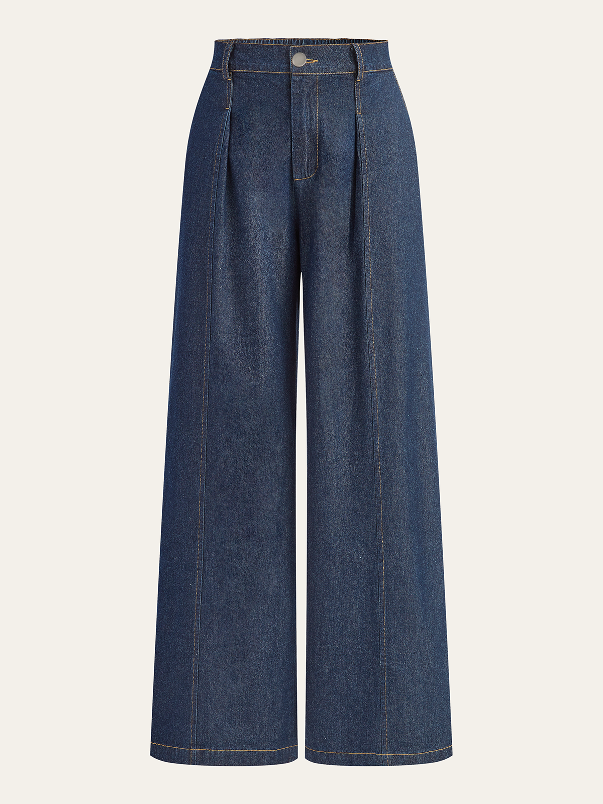 Pantalon en denim à taille mi-haute et jambes larges