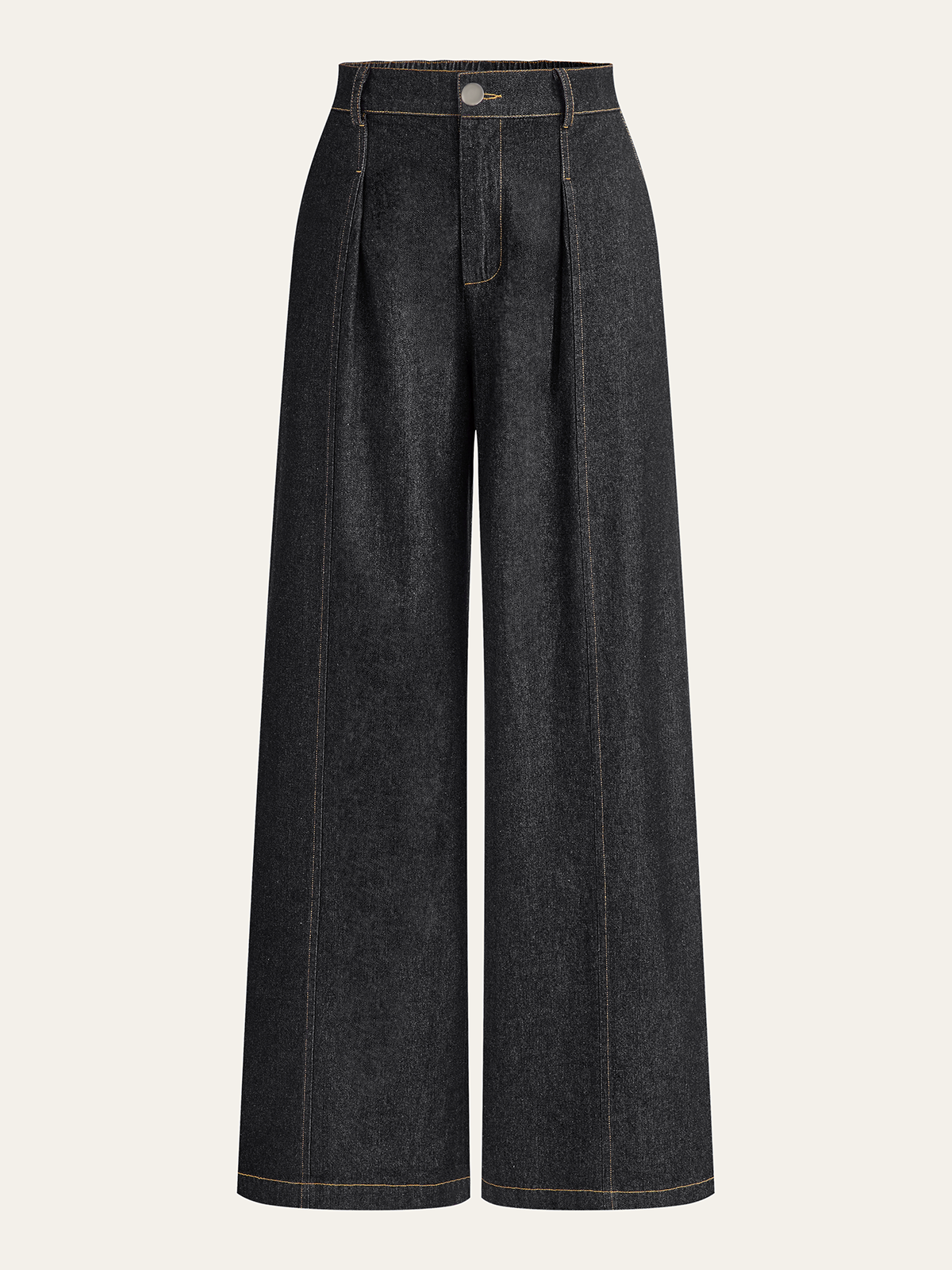 Pantalon en jean taille mi-haute à jambes larges