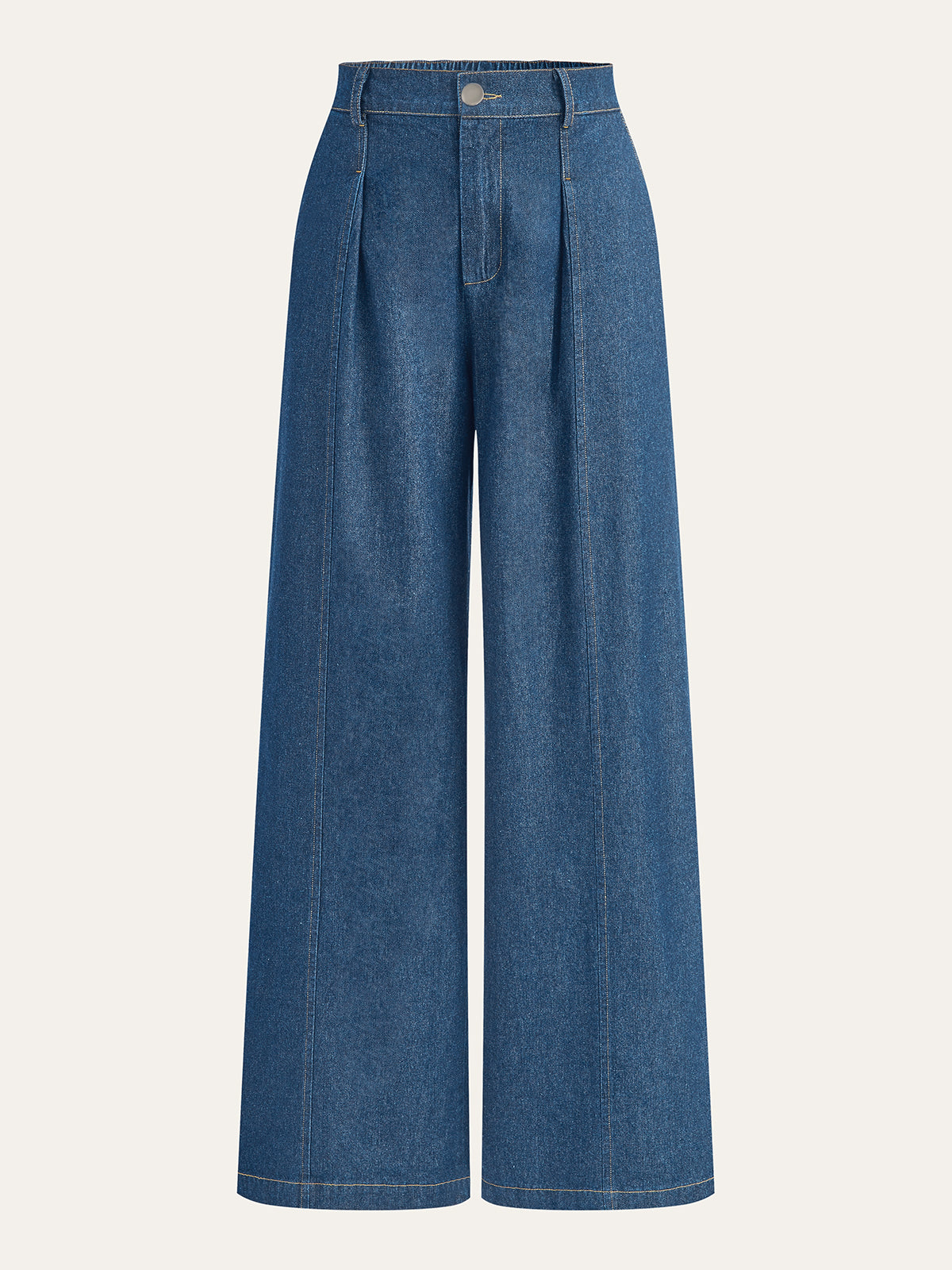Pantalon en denim à taille mi-haute et jambes larges
