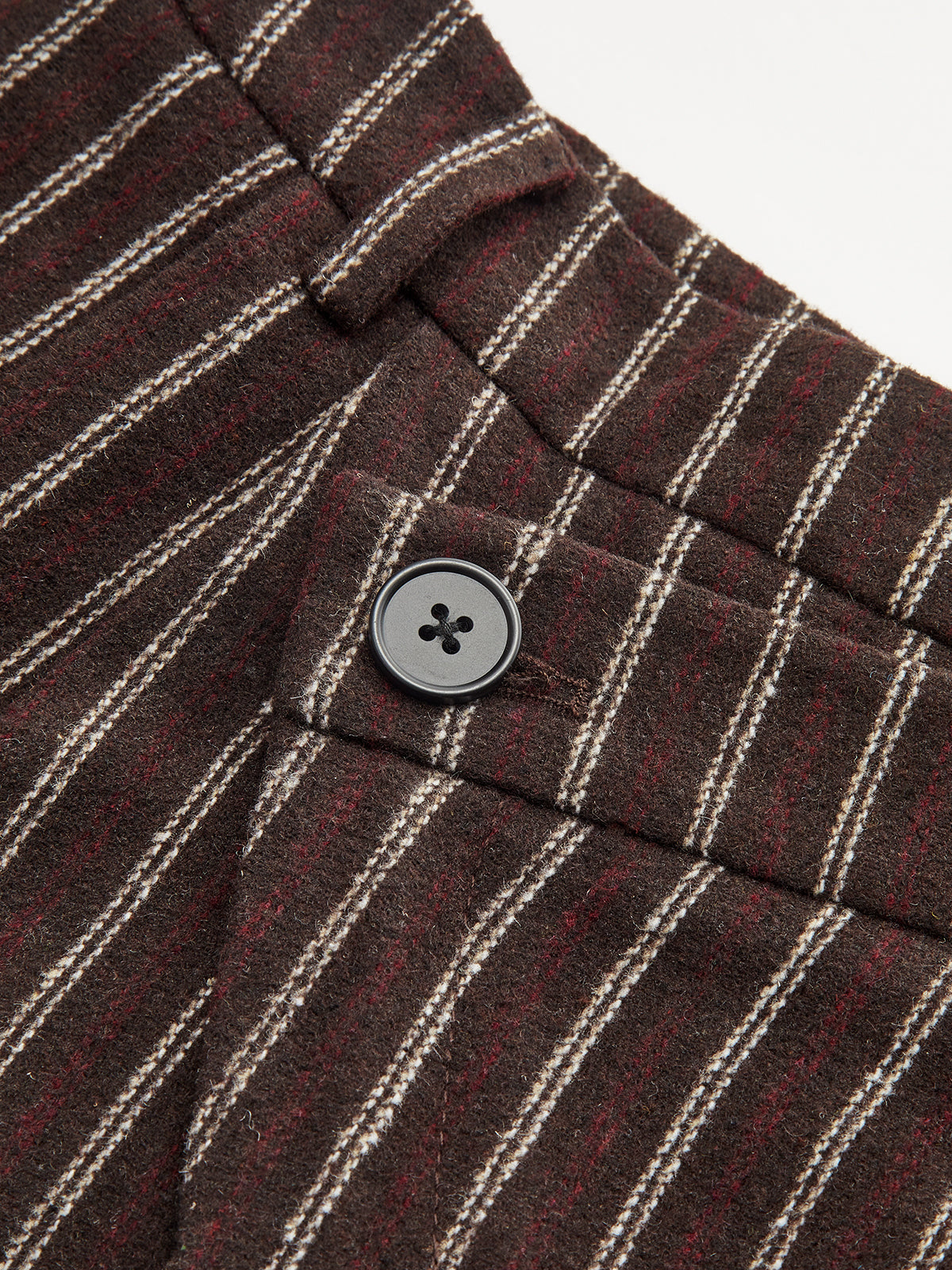 Asymmetrische Knopfleiste Tweed Nadelstreifen Hose mit weitem Bein