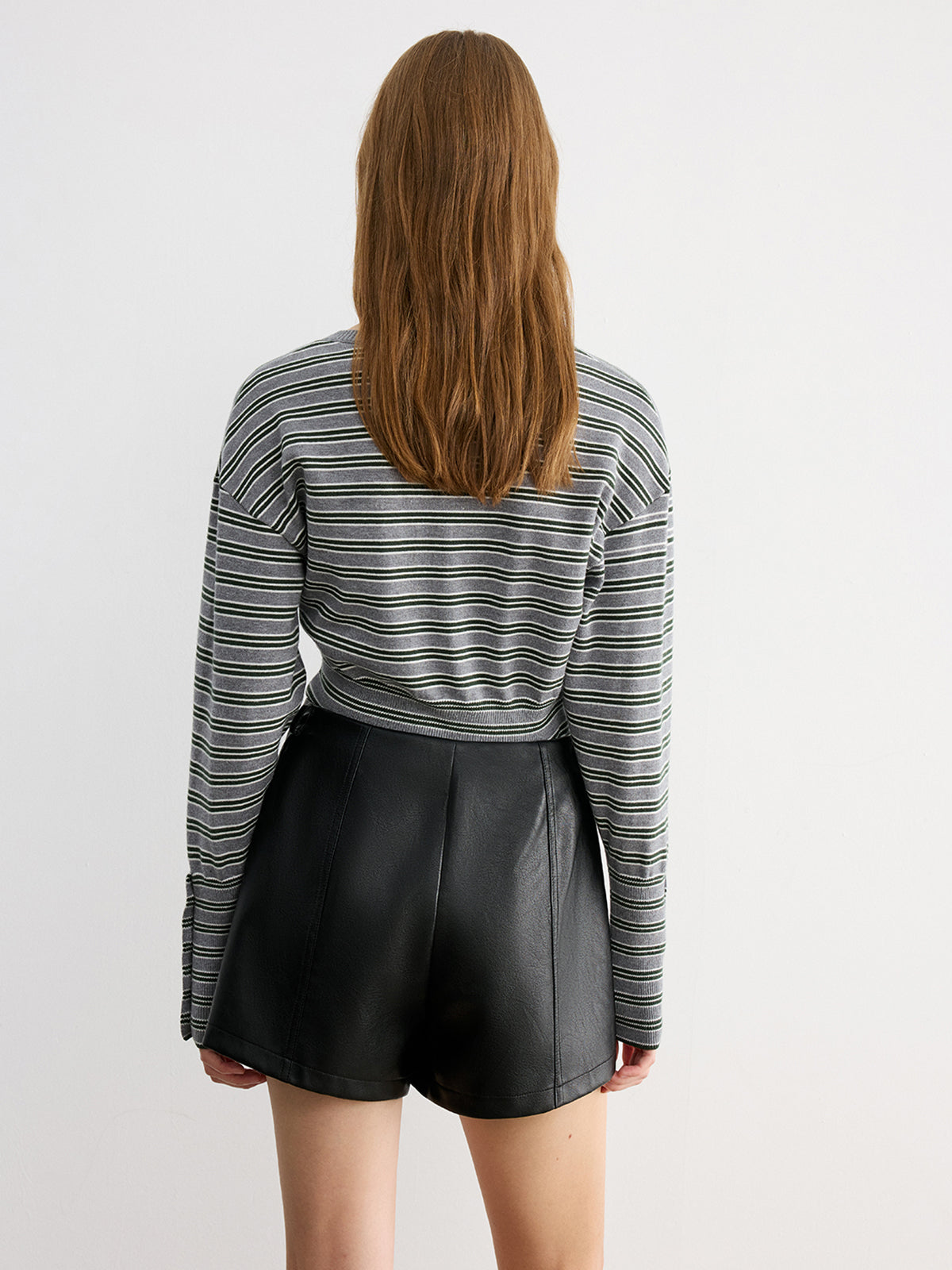 Faux Leather Belted Shorts