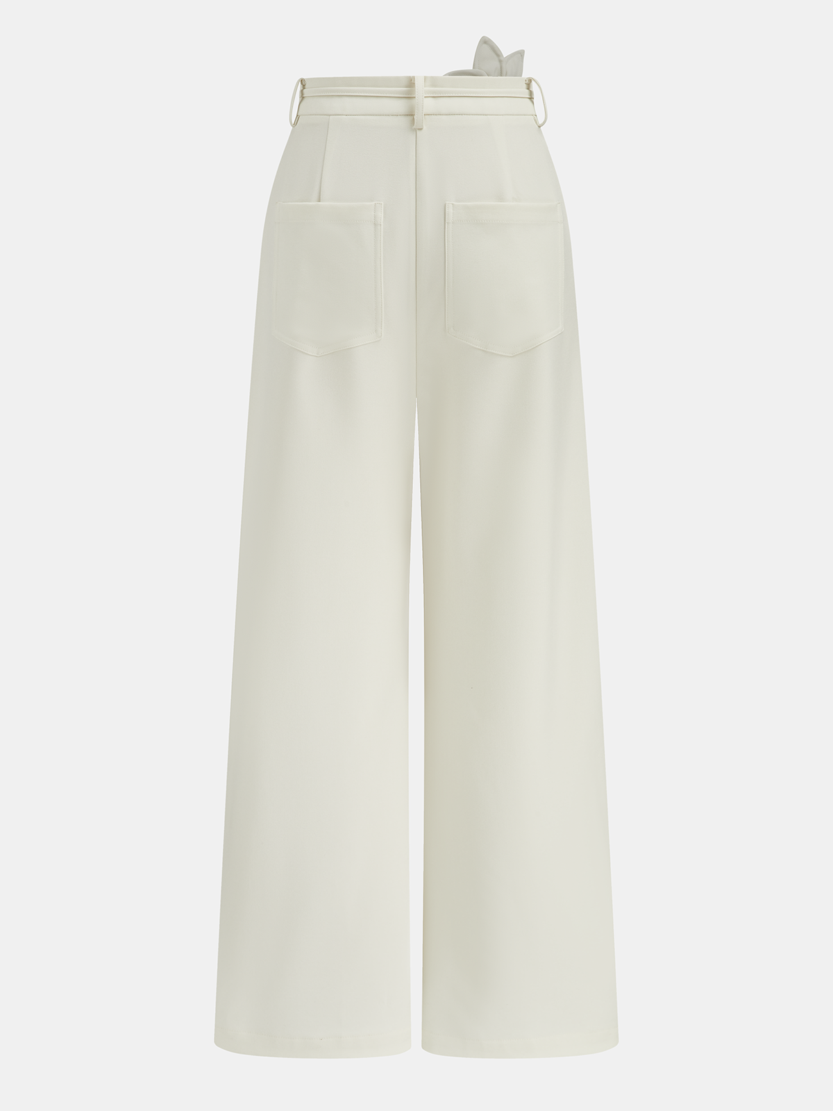 Pantalon ample à fleurs 3D et taille nouée