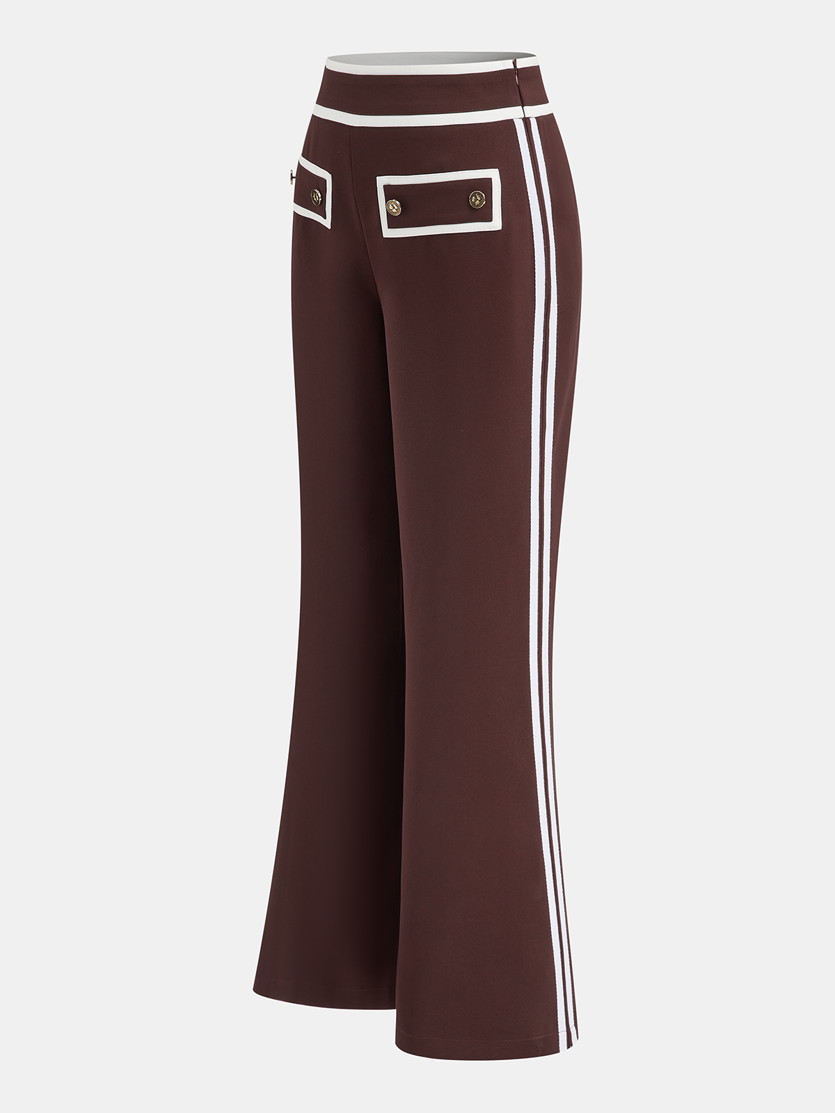 Casual Contrast Trim Flare Pants