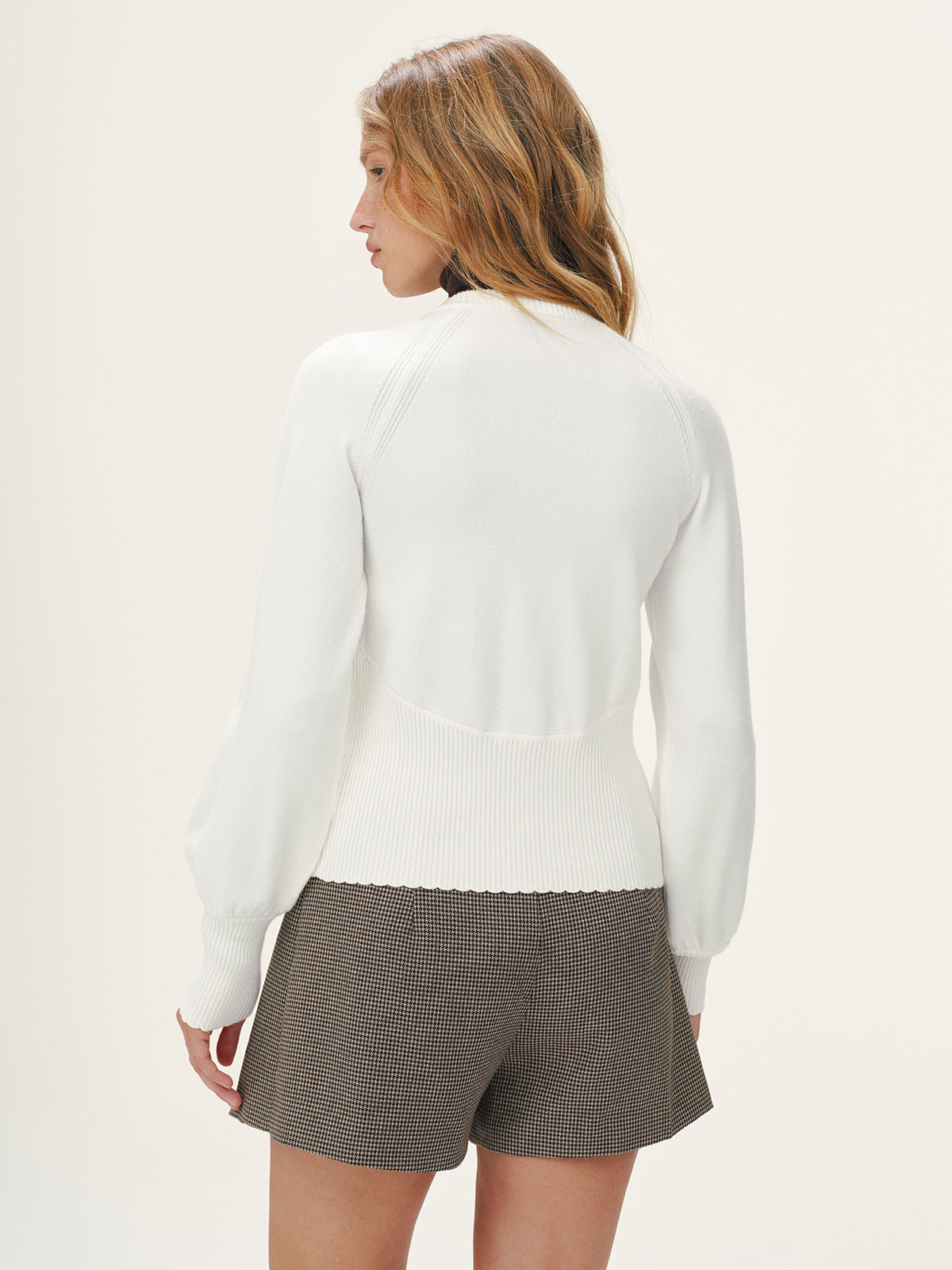 Metal Button Scalloped Edge Cardigan