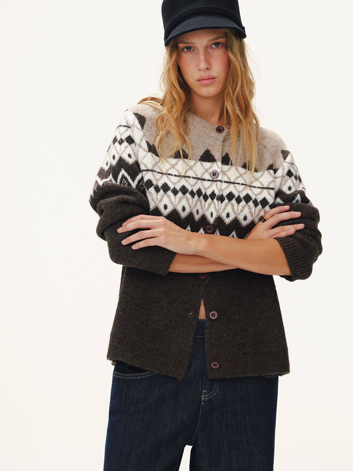 Cardigan Fair Isle en Laine Mélangée