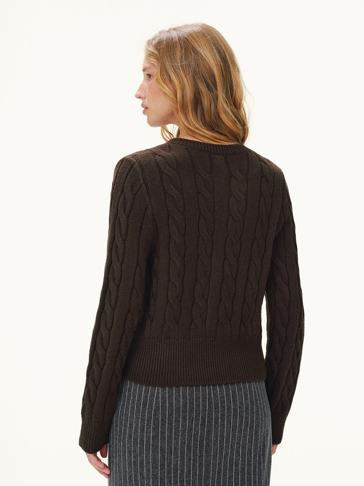 Zopfstrickjacke mit Knopfleiste