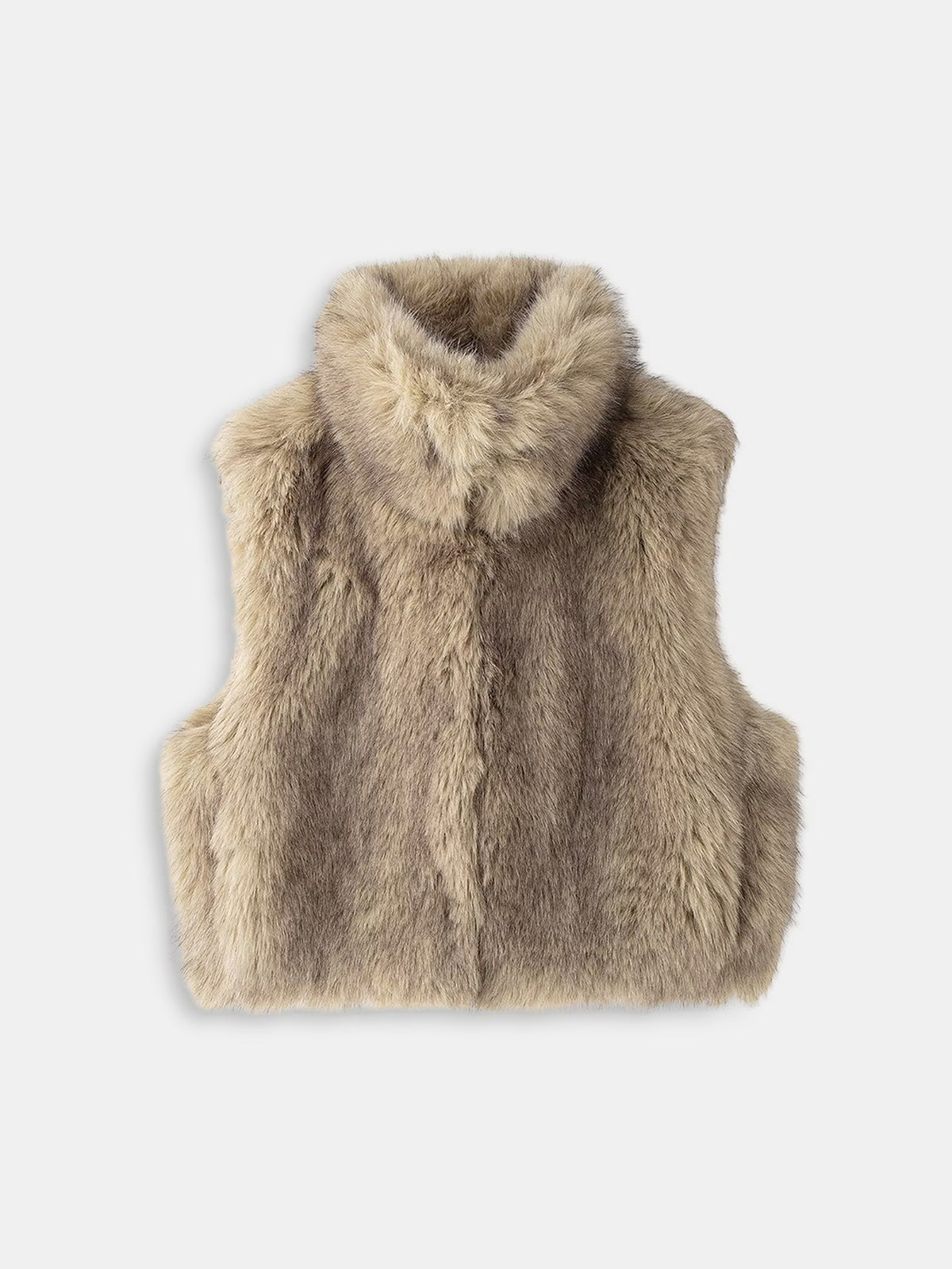 Faux Fur Sleeveless Vest without Belt