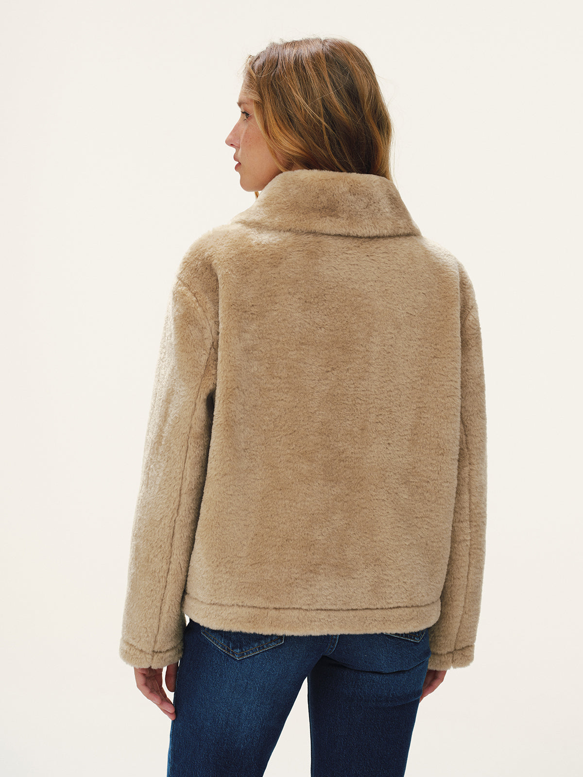 Collared Buttoned Faux Fur Coat
