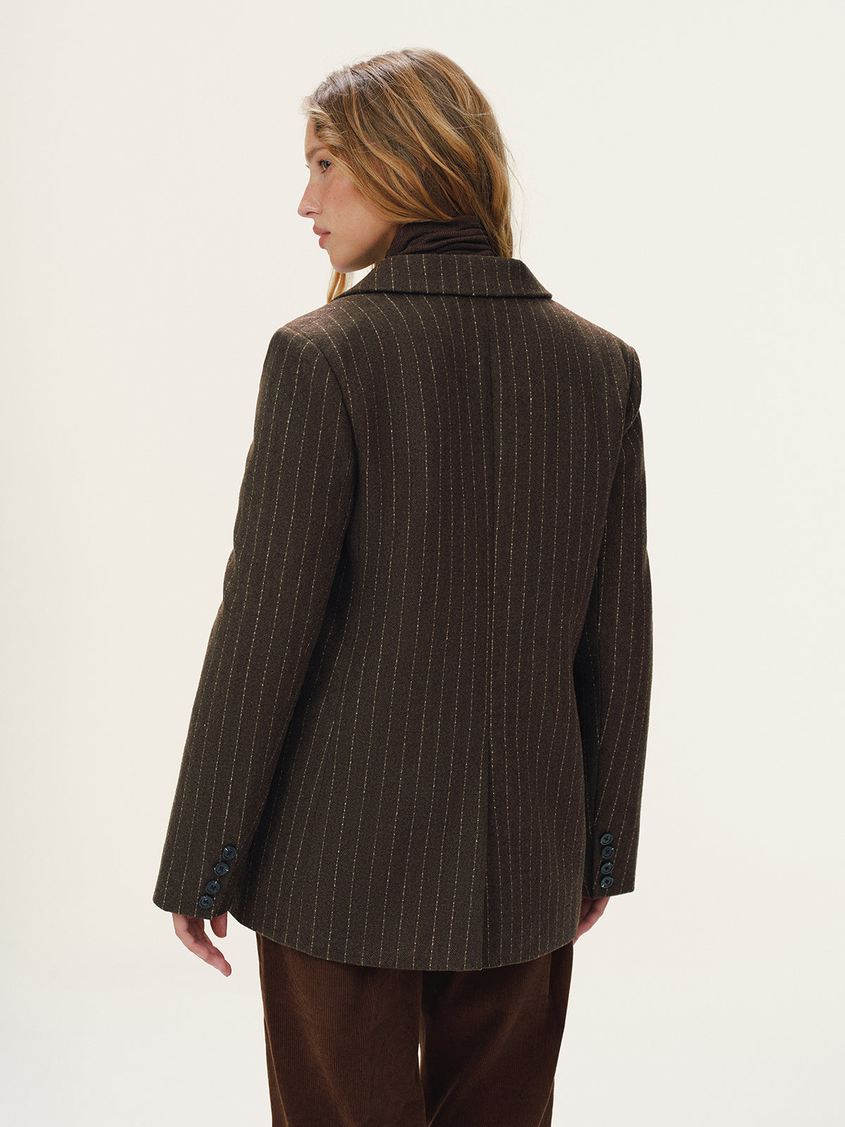 Wool-Blend Double-Breasted Striped Blazer