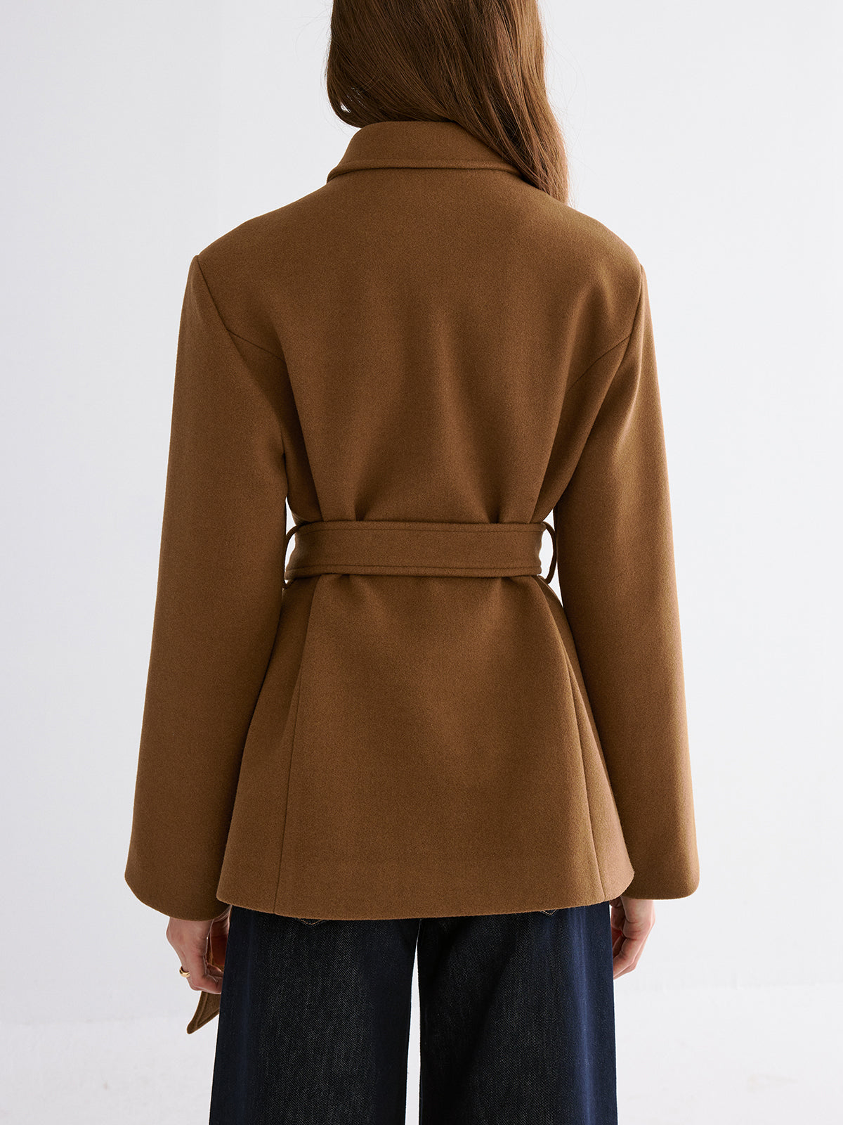 Jacke aus glattem Wollmix mit Gürtel
