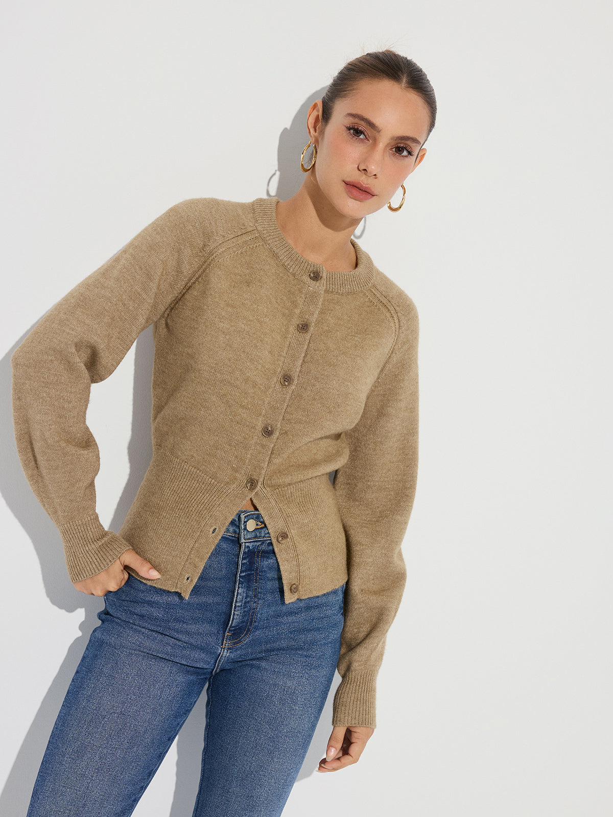Cinched Waist Knit Cardigan