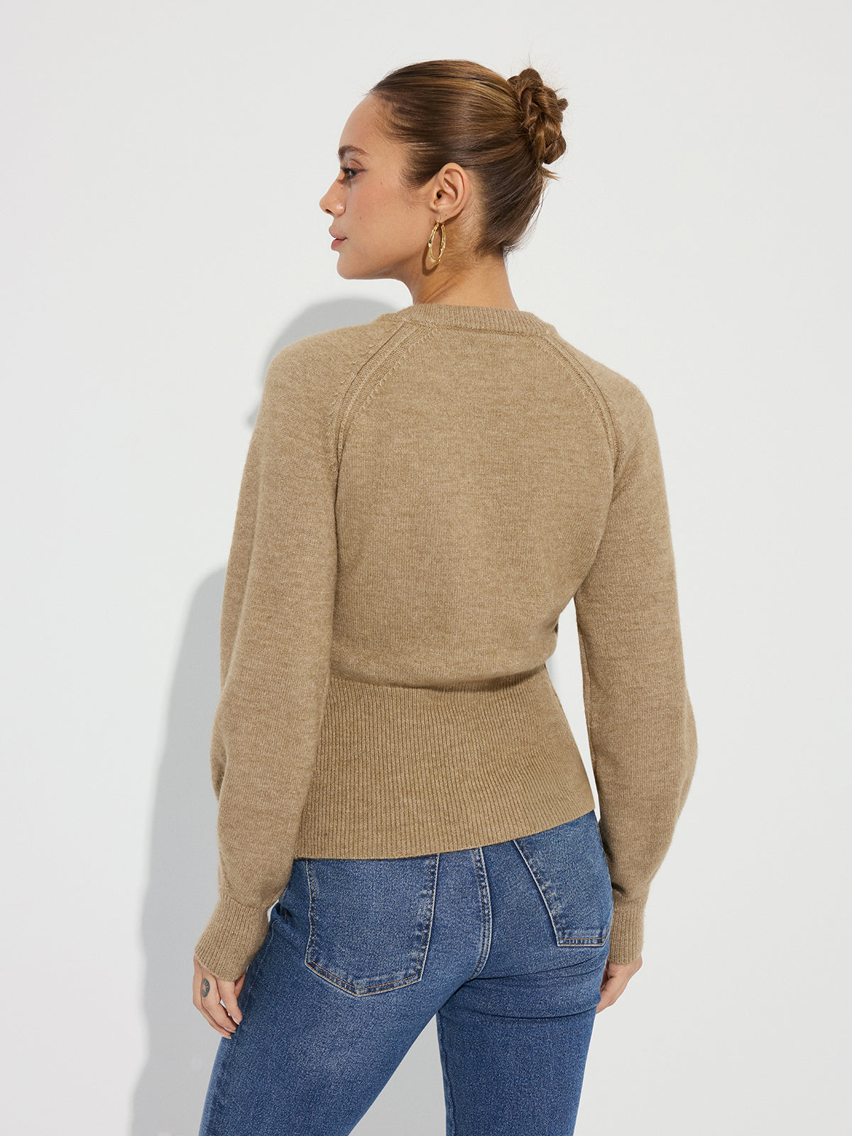 Cinched Waist Knit Cardigan