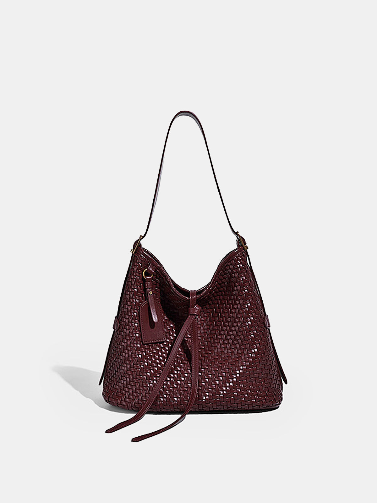 Sac seau en similicuir tressé