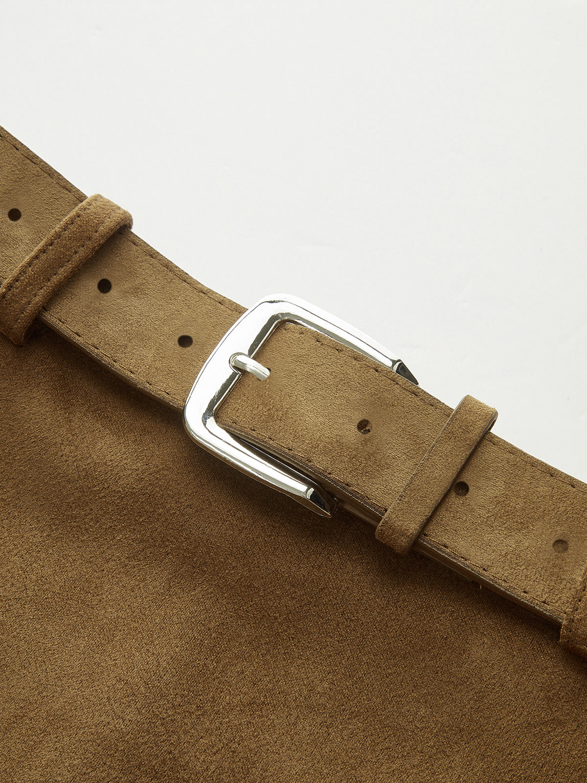 Belted Suede Effect Mini Skirt