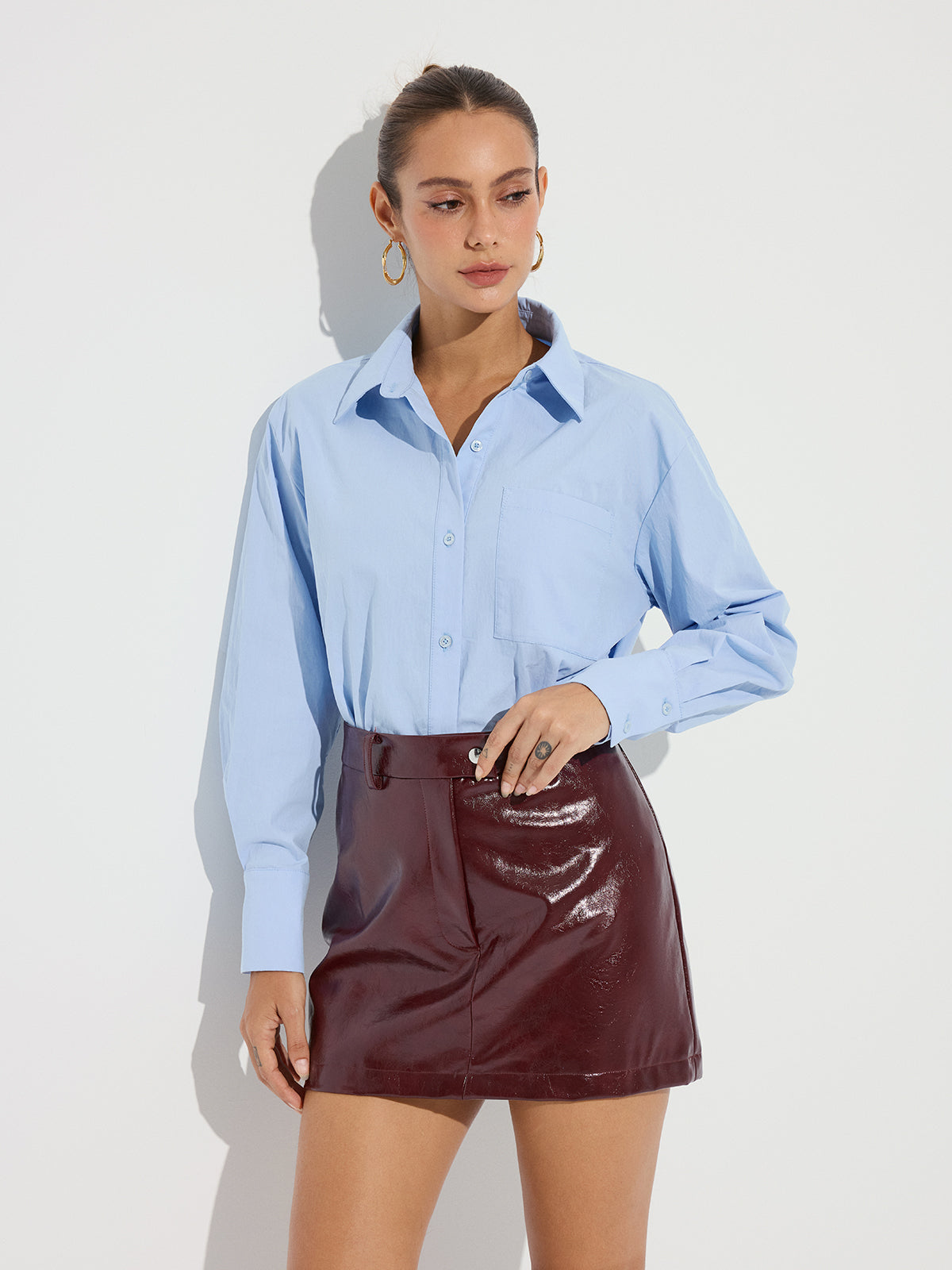 Collared Casual Long Sleeve Button-Down Shirt