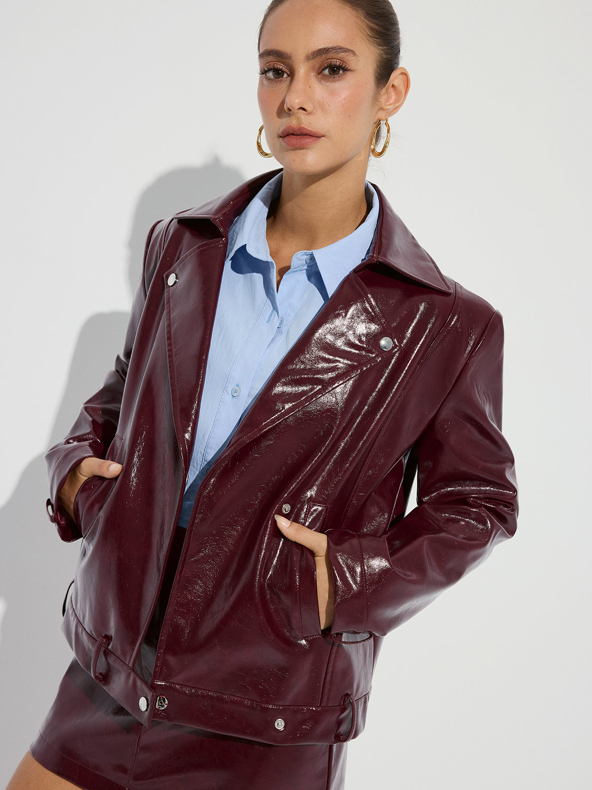 Revers-Kunstlederjacke