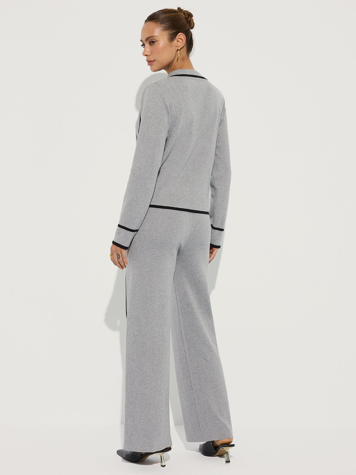 Contrast Piping Cotton Knit Co-ord Set
