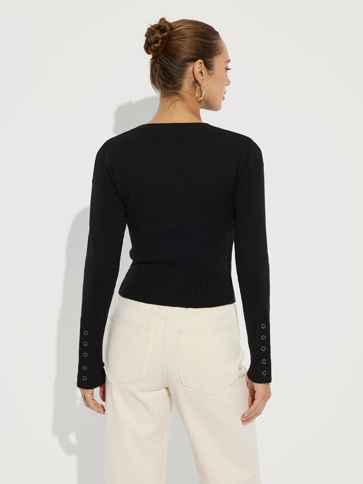 Taillierter Strickcardigan mit Rundhalsausschnitt