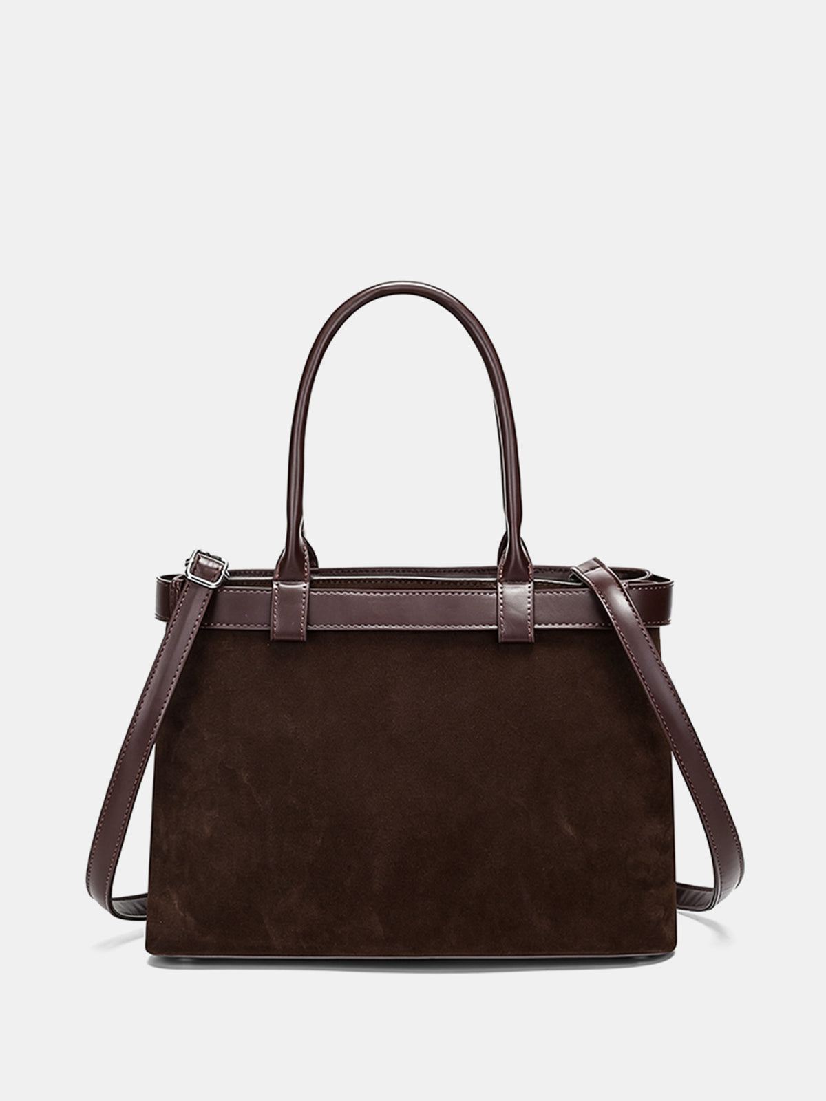 Belt Detail Suede Effect Tote Bag