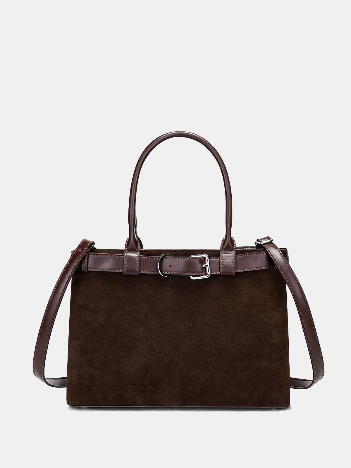 Belt Detail Suede Effect Tote Bag