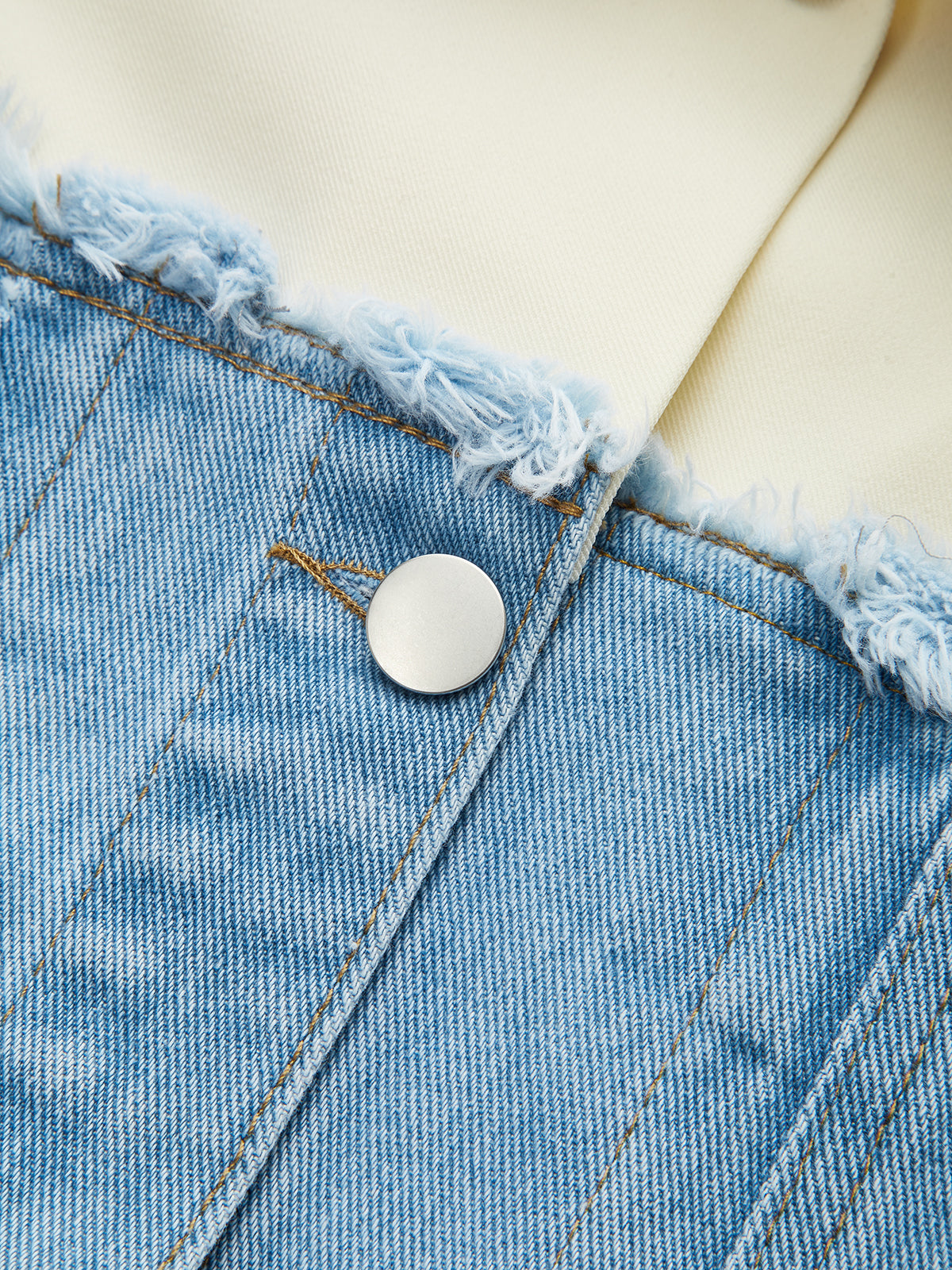 Distressed Detail Denim Paneled Jacket
