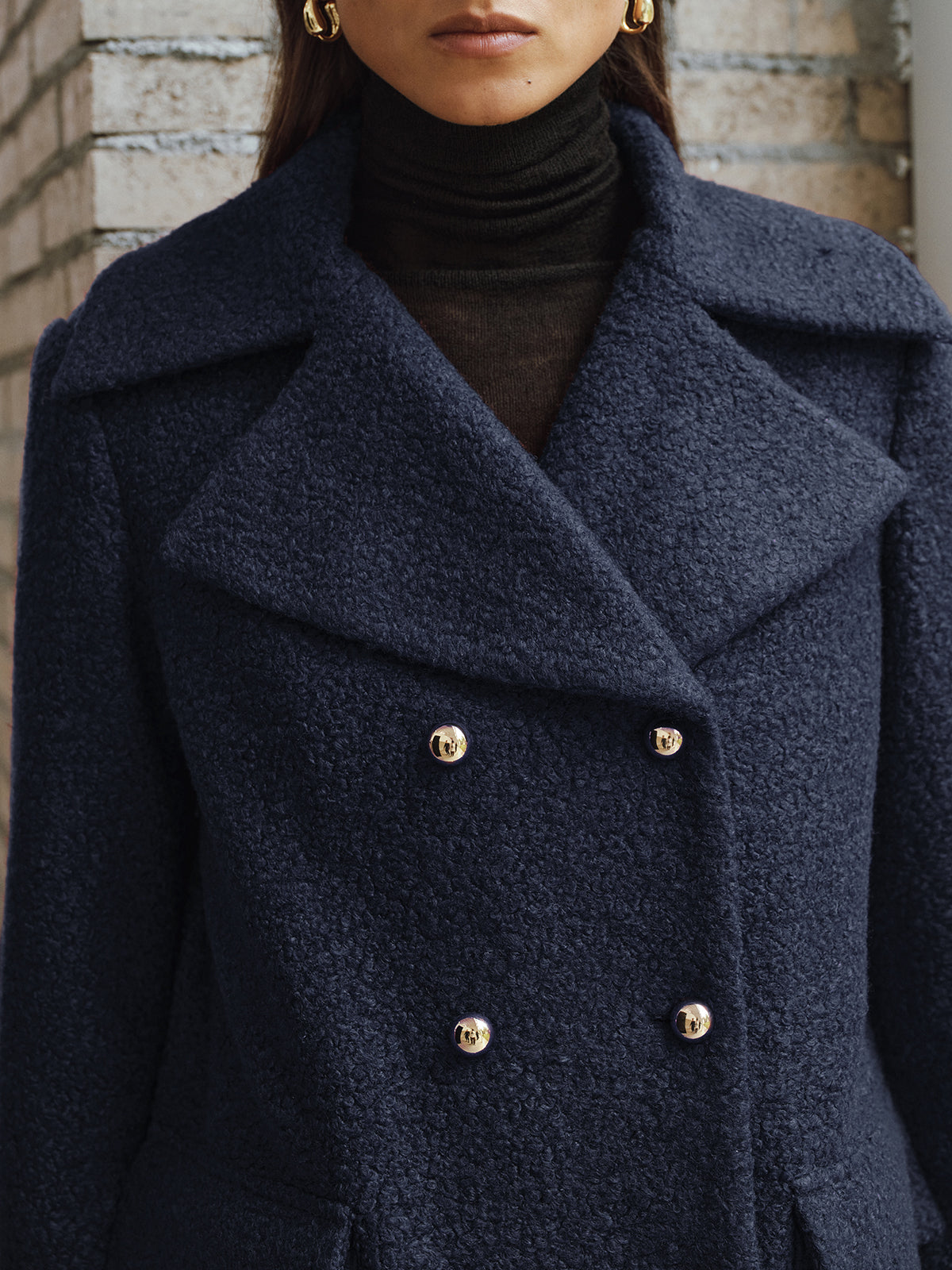Double-Breasted Lapel Tweed Blazer