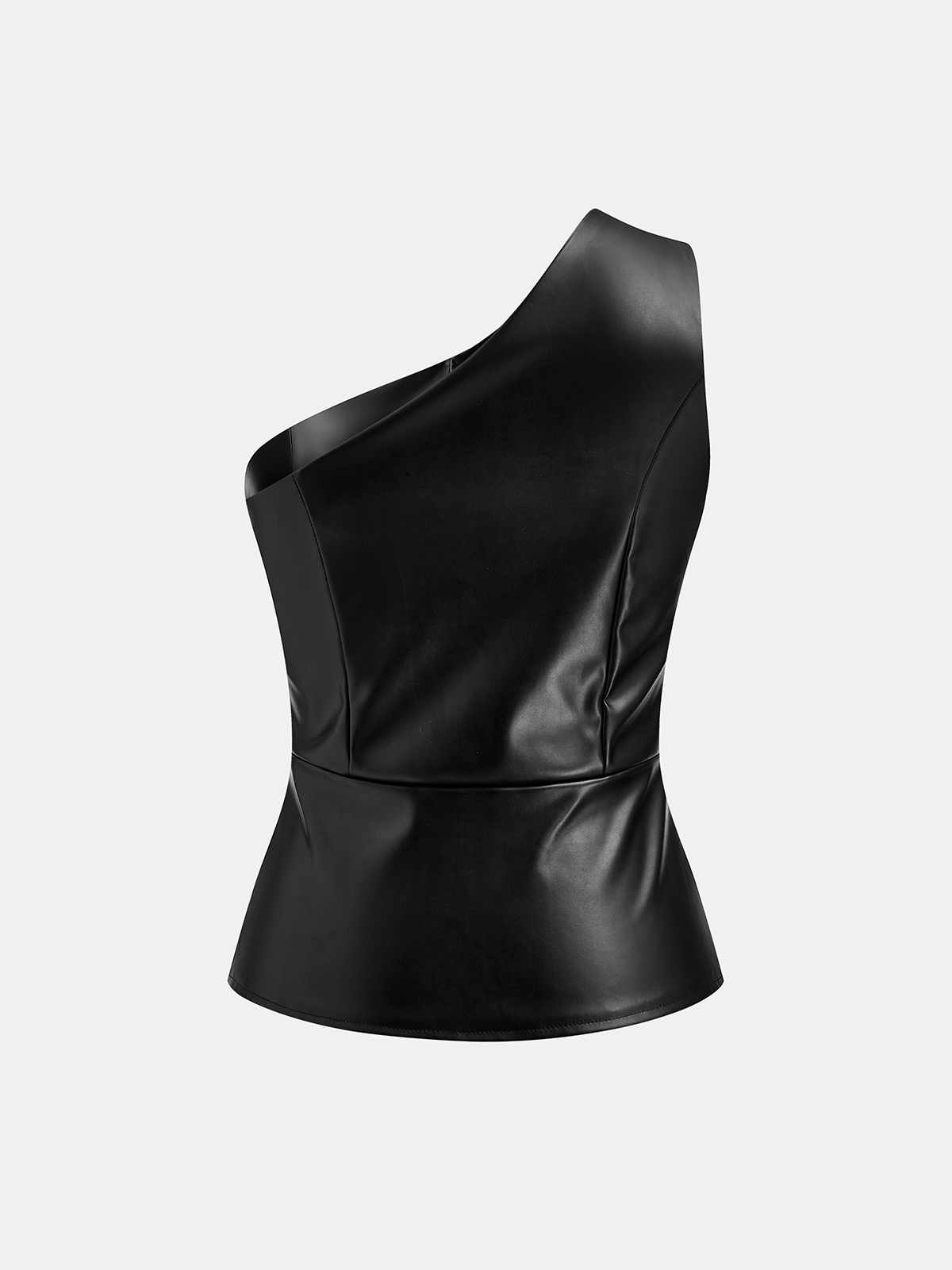 Haut asymétrique à une épaule en similicuir