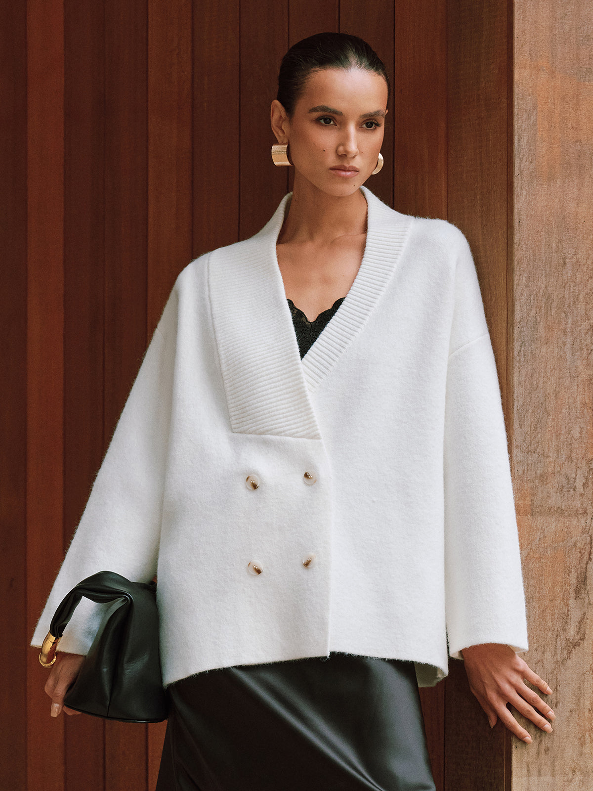 Double-Breasted Oversized Cardigan