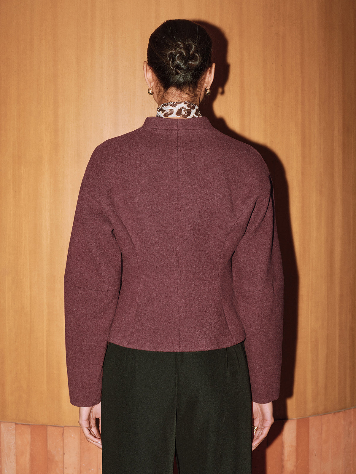 Tweed-Jacke mit Stehkragen