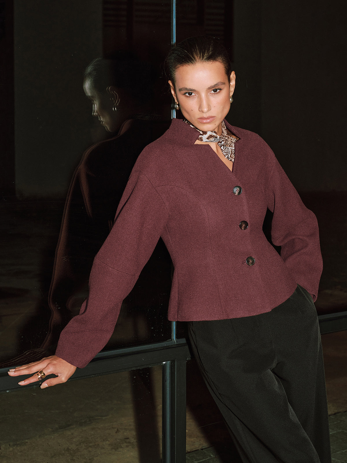 Stand Collar Tweed Jacket