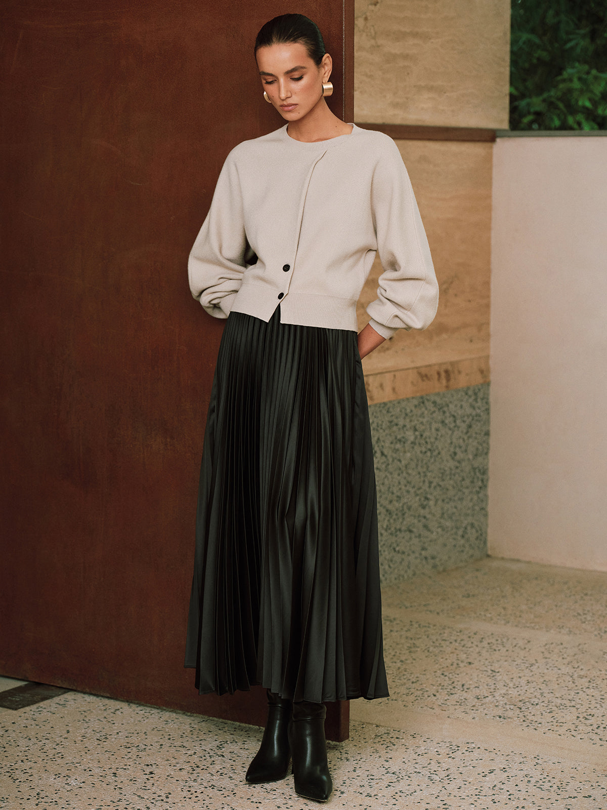 Button Detail Long Sleeve Sweater