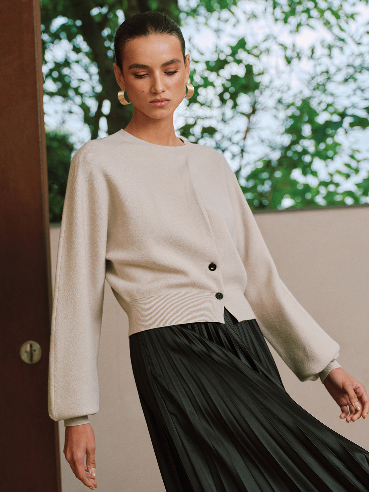 Button Detail Long Sleeve Sweater