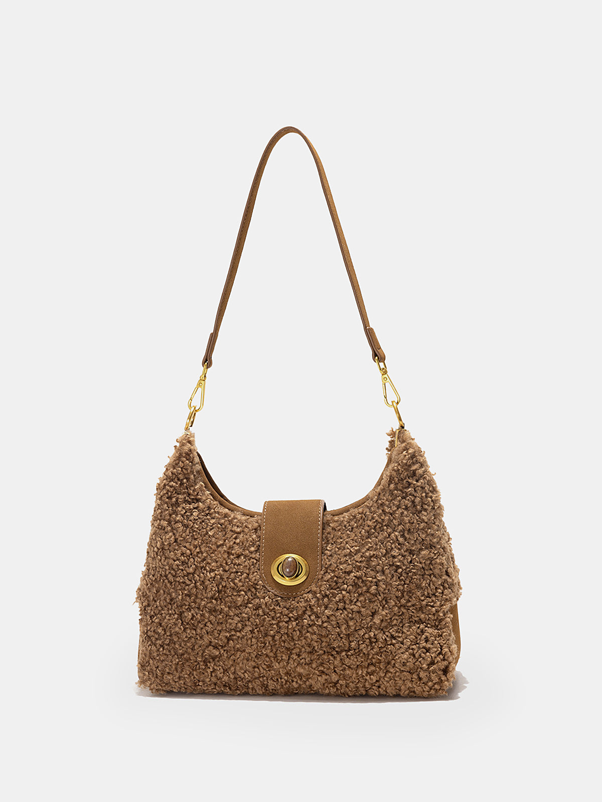Faux Shearling Hobo Bag