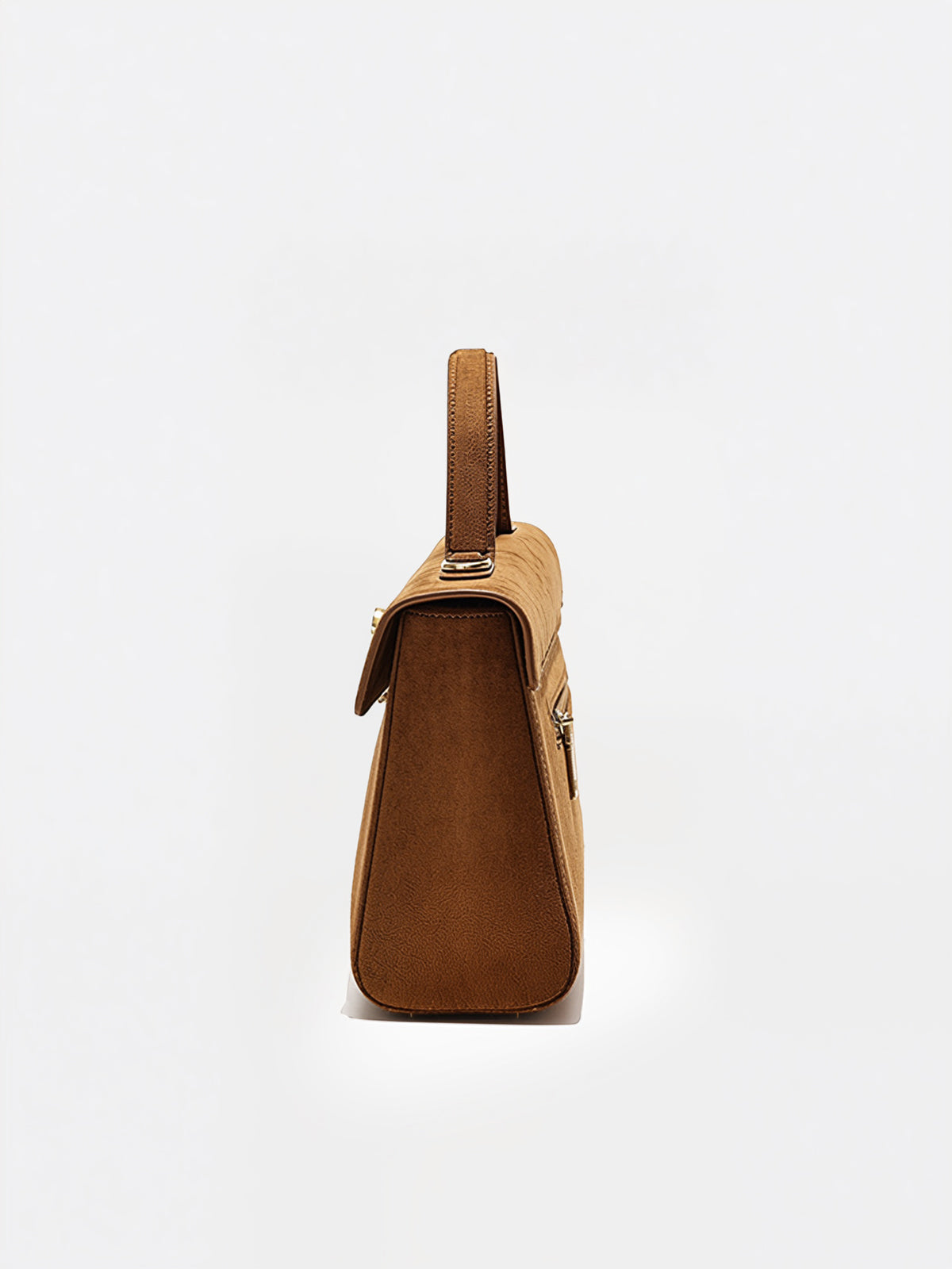 Suede Effect Top-Handle Bag
