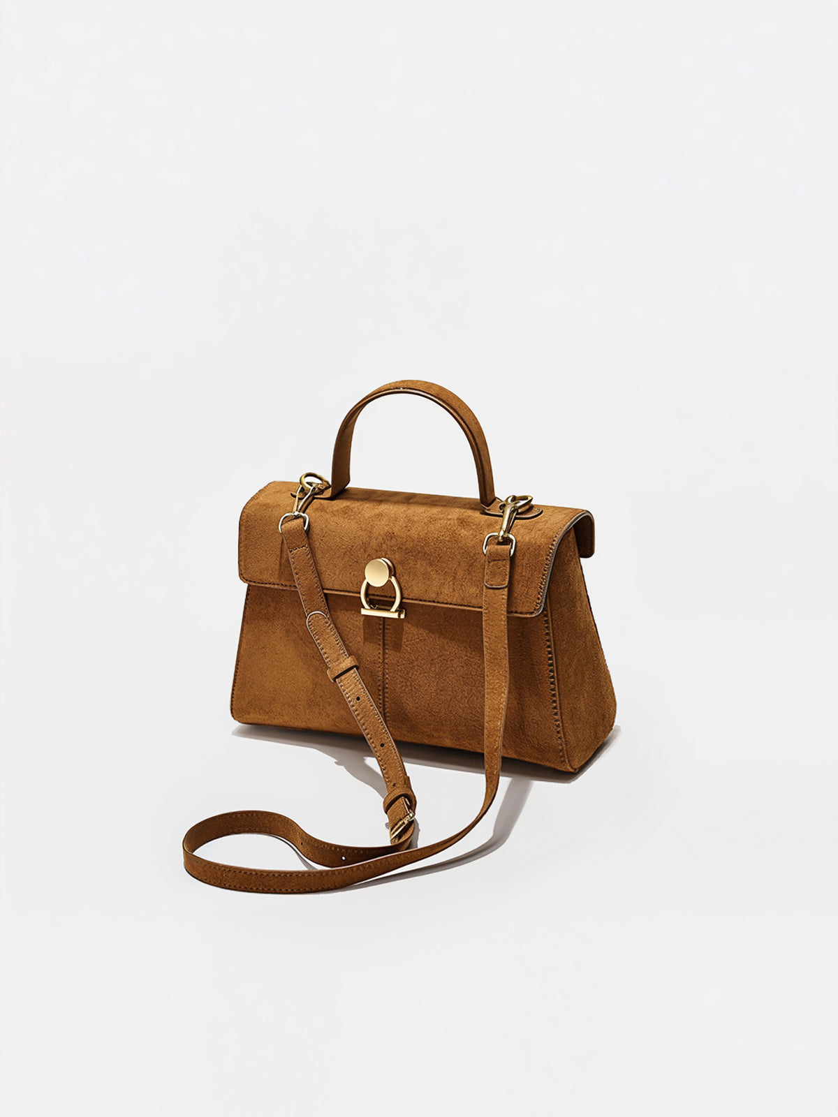 Suede Effect Top-Handle Bag