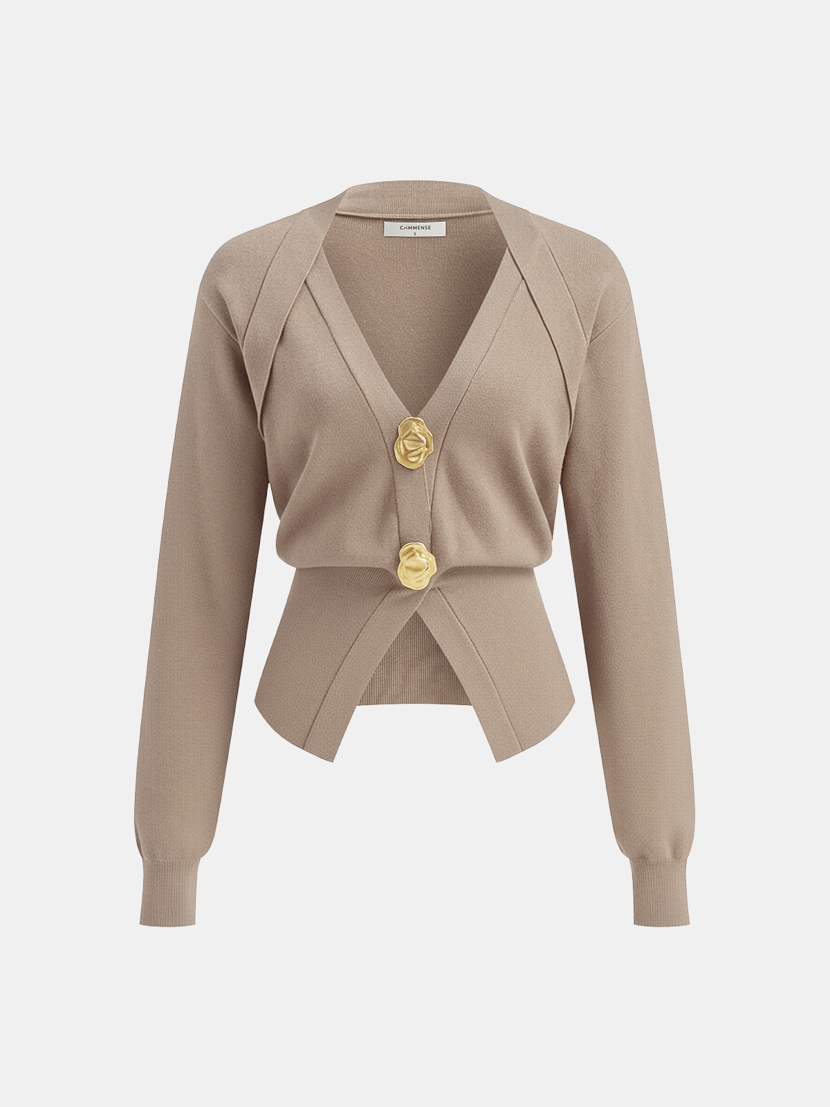 Pull en maille mélangée de laine à col en V et détail métallique