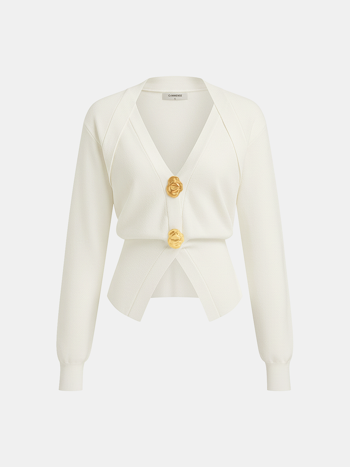 Pull en maille mélangée de laine à col en V et détail métallique