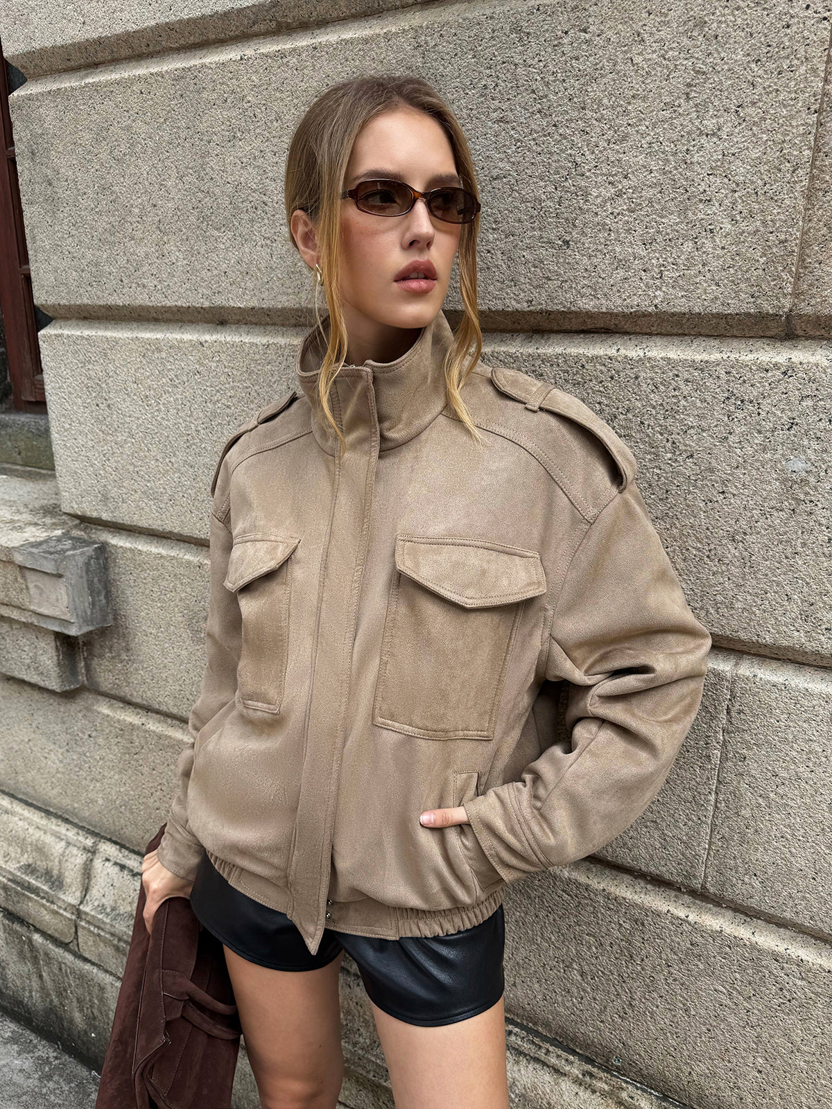 Oversized Long-Sleeve Utility Jacket