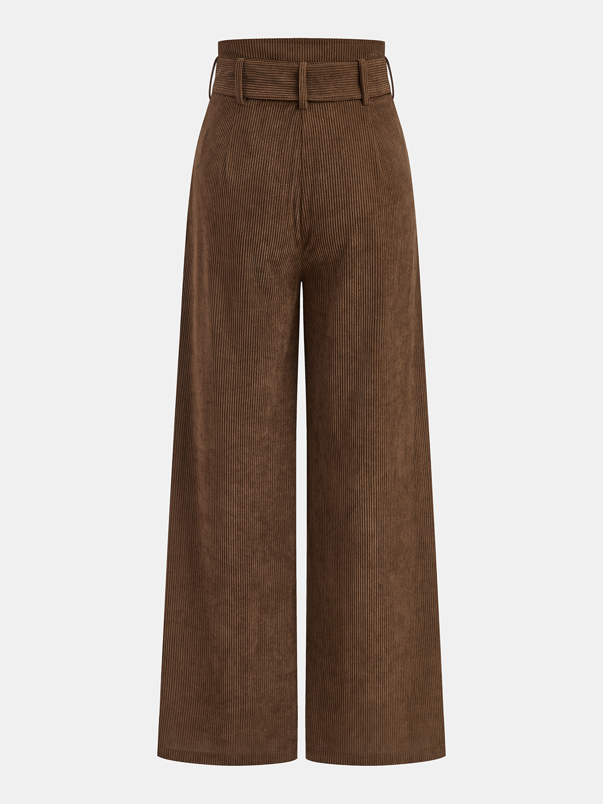 Belted Corduroy Wide-Leg Pants