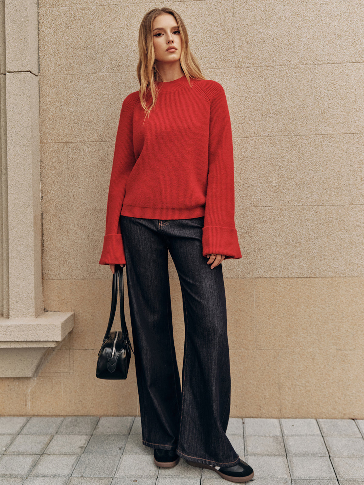 Cuffed Sleeve Oversized Sweater