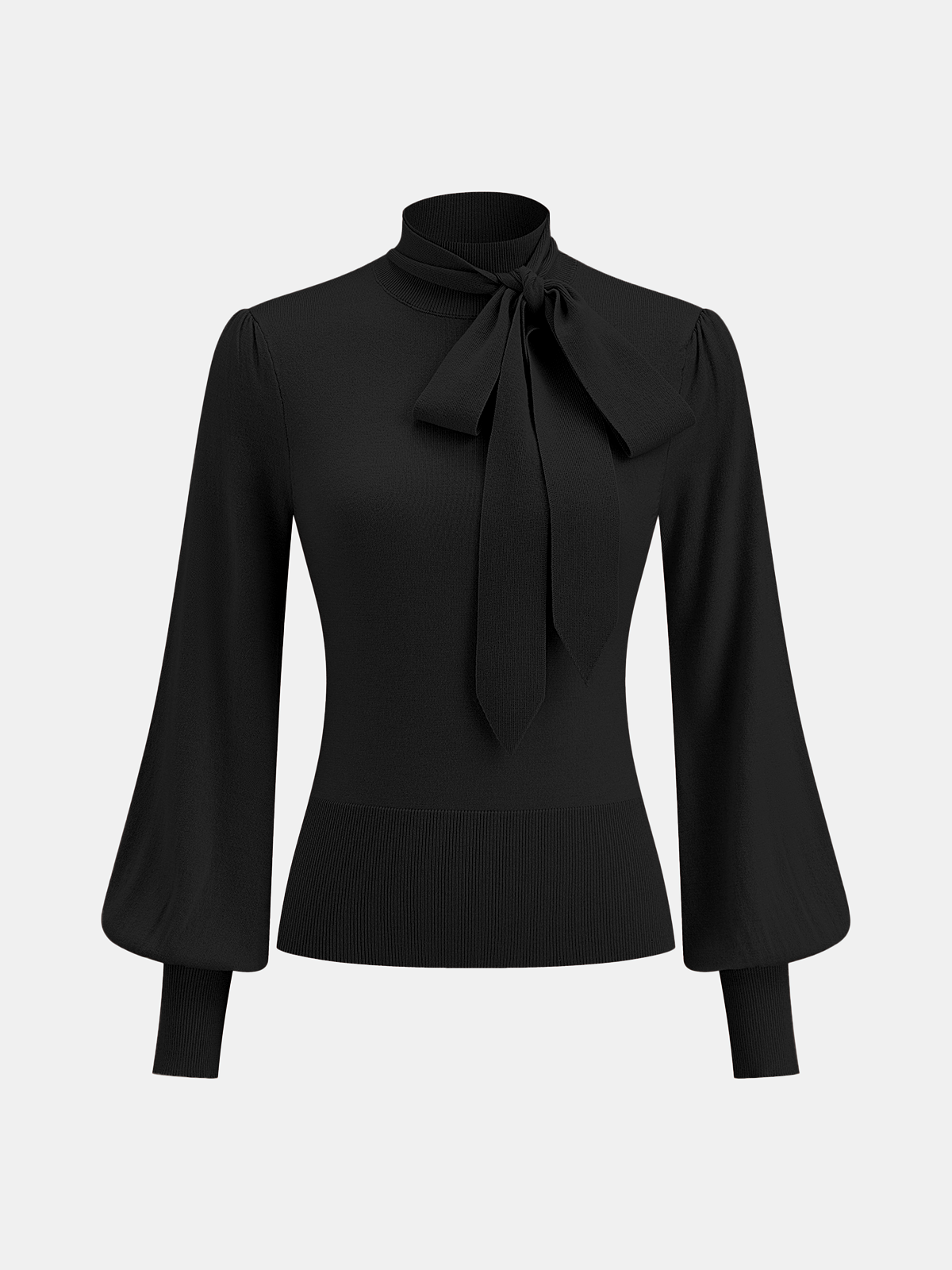 Bow Tie Neck Wool Blend Sweater