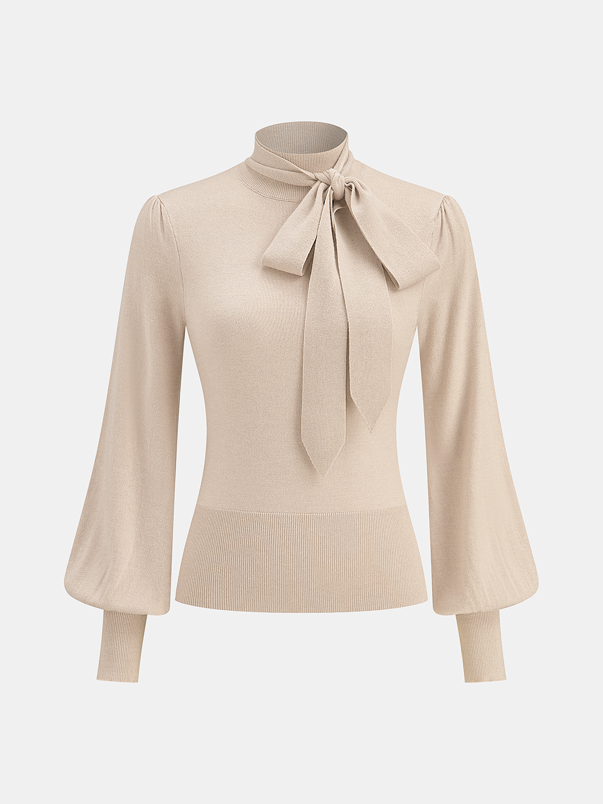 Bow Tie Neck Wool Blend Sweater