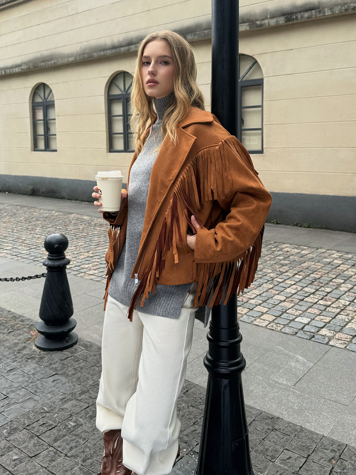 Lapel Collar Fringe Jacket