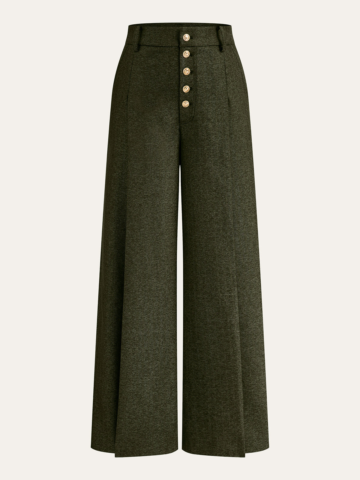Pantalon large taille haute boutonné sur le devant